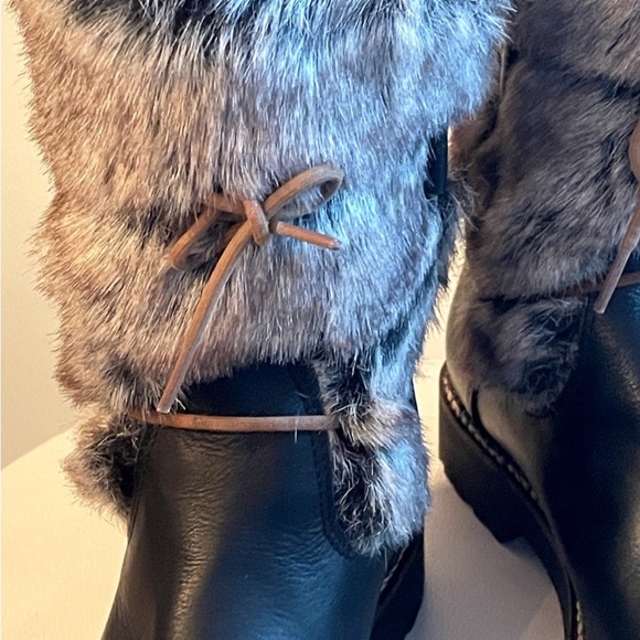 Apres ski boots Black Leather fur Brown’s Shoes Couture Italy Size 8 - Picture 3 of 7